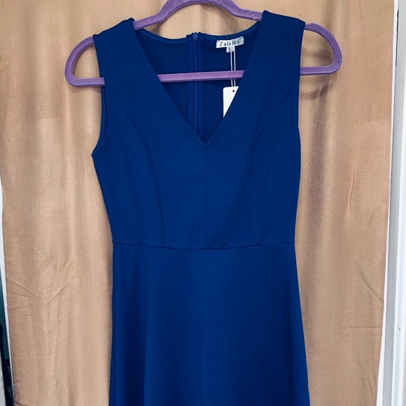 Royal Blue Fit and Flare Dress - Picture 2 of 4